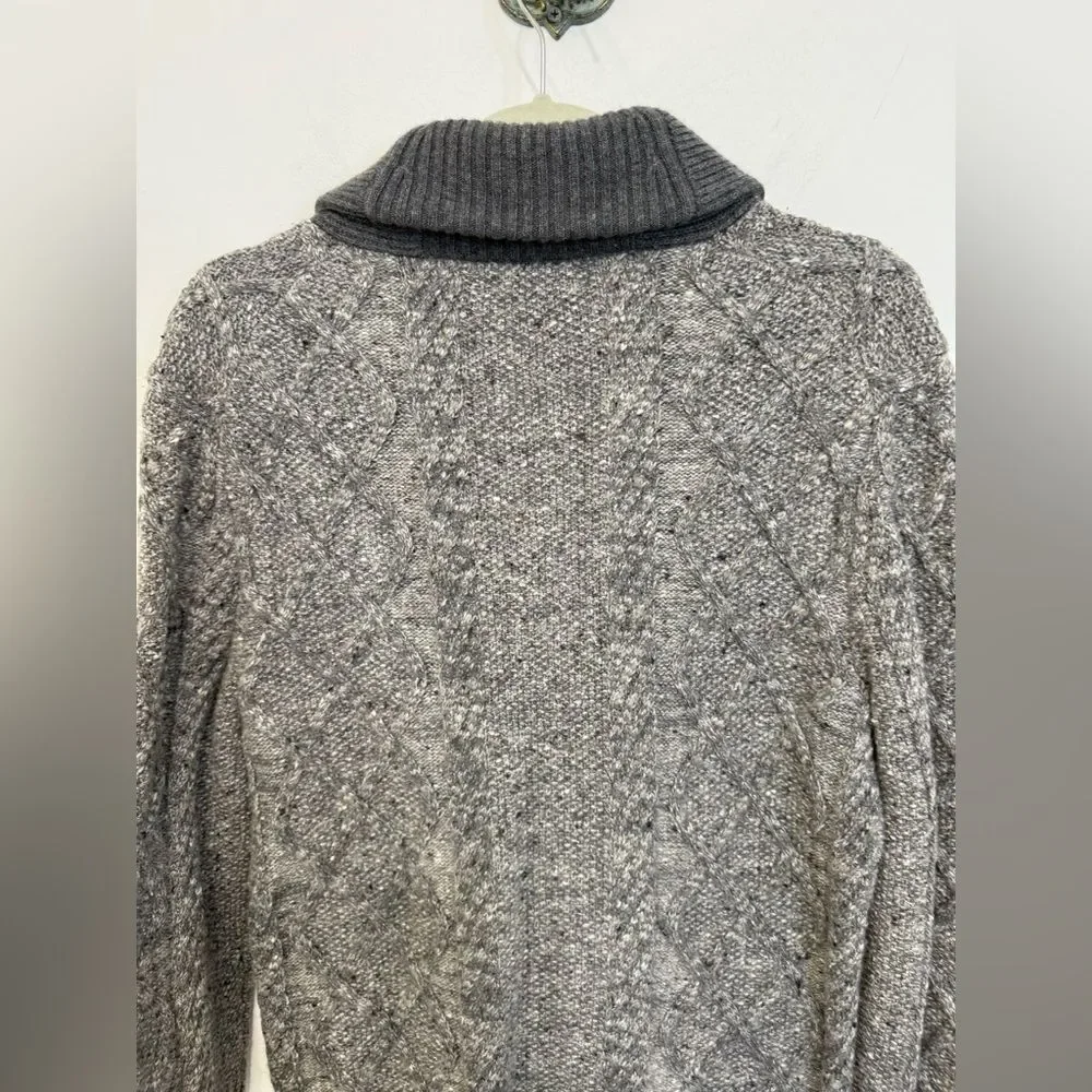 Banana Republic Gray Marled Chunky Cable Knit Cardigan Sweater Men's Small